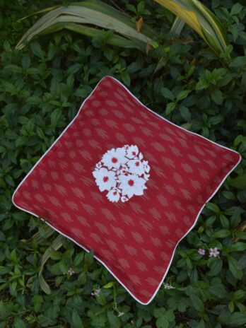 Red ikat- white piping
