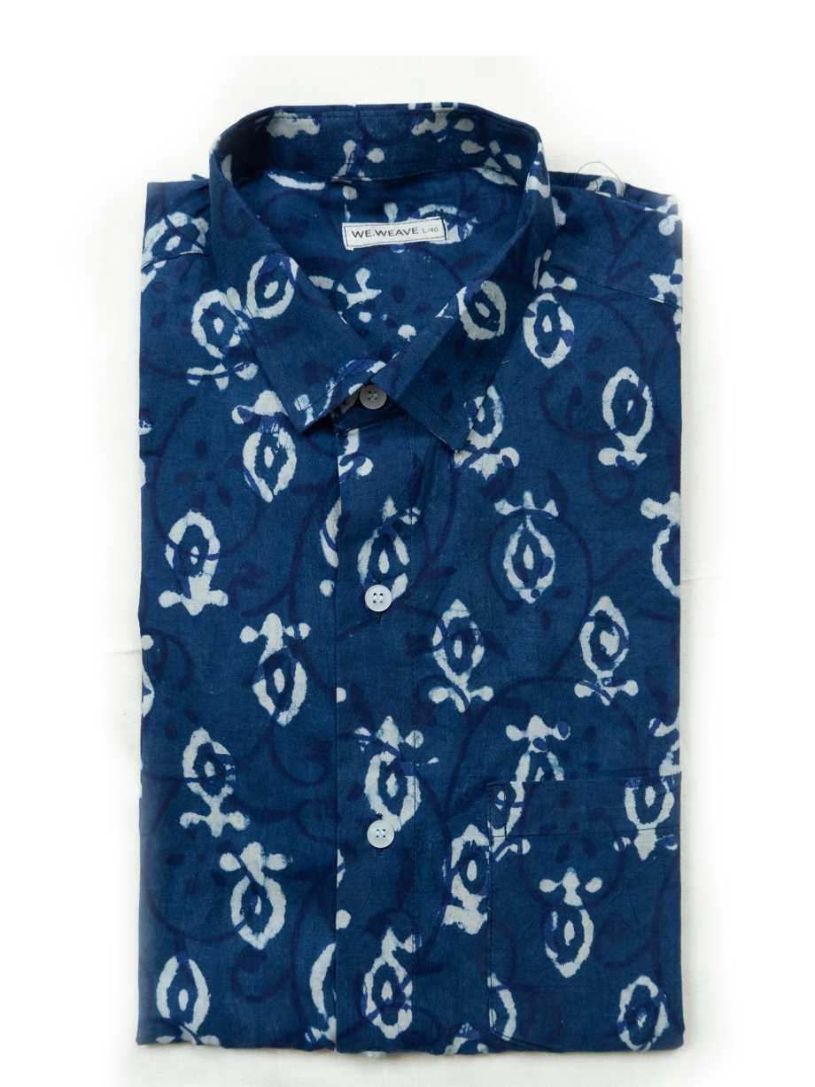 mens indigo block print