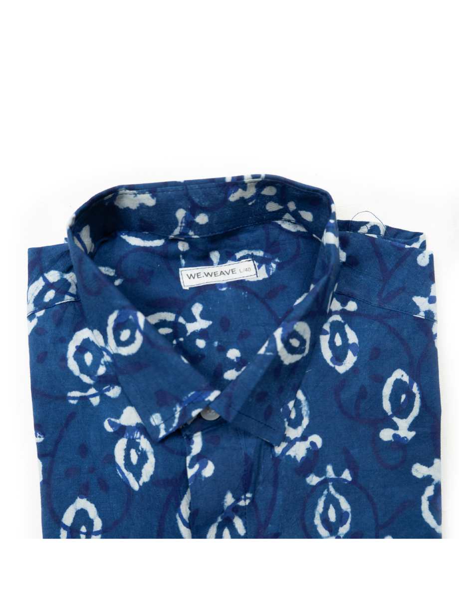 mens indigo block print