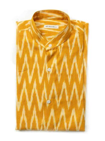 yellow ikkat shorts kurta